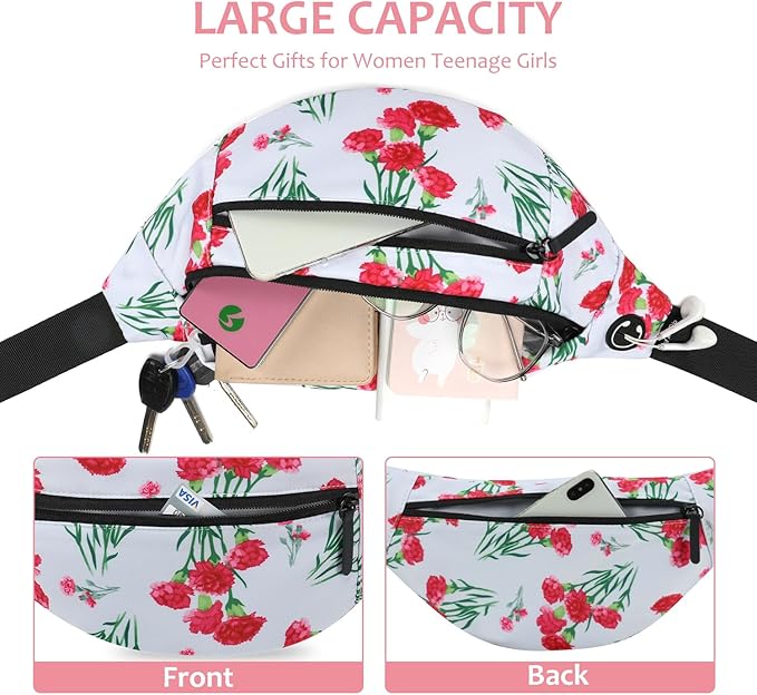 MAXTOP Large Crossbody Fanny Pack with 4-Zipper Pockets,Gifts for Enjoy Sports Festival Workout Traveling Running Casual Hands-Free Wallets Waist Pack Phone Bag Carrying All Phones