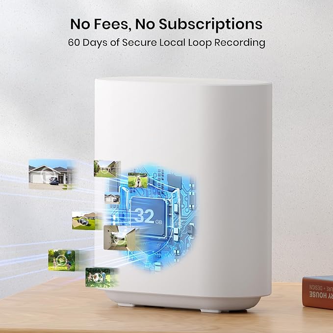 AOSU Security Cameras Outdoor Wireless, 4 Cam-Kit, No Subscription, Solar-Powered, Home Security Cameras System with 360° Pan & Tilt, Auto Tracking, 2K Color Night Vision, Easy Setup, 5G & 2.4G WiFi