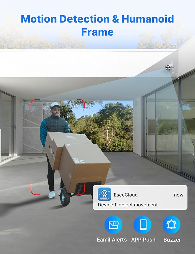 [16CH Expandable] Hiseeu Wireless Security Camera System with 10in LCD 4K Monitor, 4Pcs 5MP Outdoor Indoor Cameras with One-Way Audio, Waterproof, Motion Detect, 1TB HDD/Cloud Storage