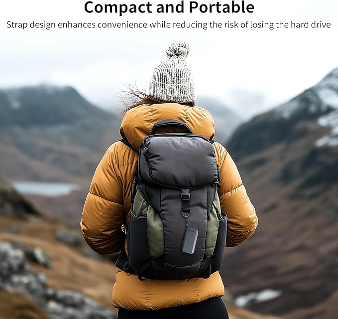 Yottamaster 1TB External SSD, Up to 460MB/s 2 in 1 USB C Cable & Lanyard Portable Solid State Drives, Supports 4K ProRes HDR Compatible with iPhone 17 Pro Max, Smartphone, Tablet, Laptop