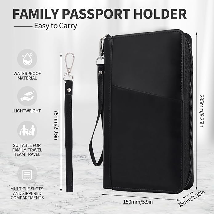 Leather Passport Holder Family, RFID Blocking Passport Wallet, Travel Essentials Premium Wallets