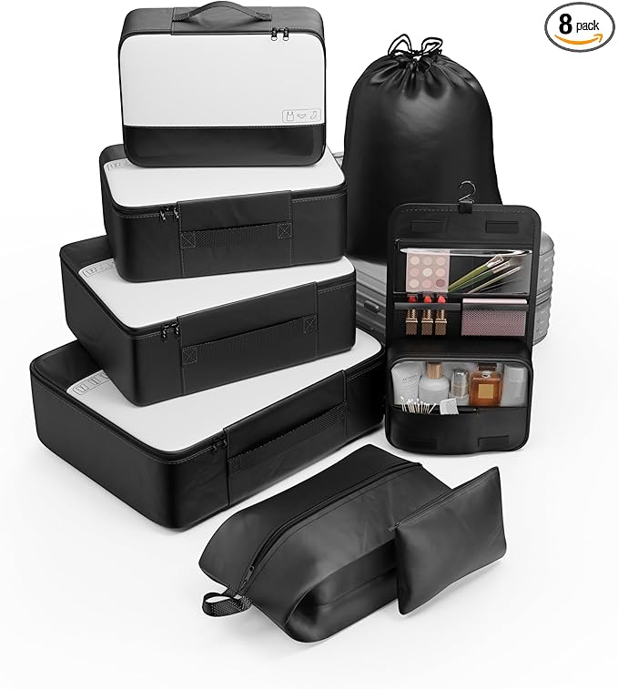Packing Cubes for Travel Essentials, Black Suitcase Organizer for Luggage, Beach Travel Accessories