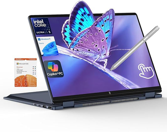 HP Omnibook X Flip 2 in 1 14’’ 2K Touchscreen Laptop, Convertible Laptop 16GB DDR5 RAM 2TB SSD, Intel Core Ultra 5 226V, Intel Arc GPU, Thunderbolt 4, Windows 11, 1 Year Office 365 with Microsoft Pen