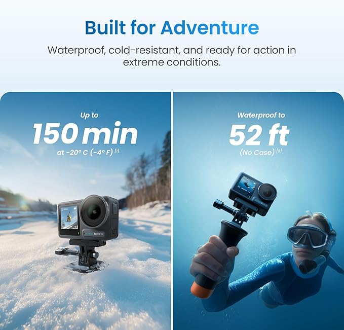 Xtra Action Camera, 1/1.3" Sensor & 4K Cinematic Video, Hyper Stabilization, Waterproof Camera to 52 Ft, 3-Hour Battery, Universal Quick Mount, Vlogging Camera for Adventure Photography