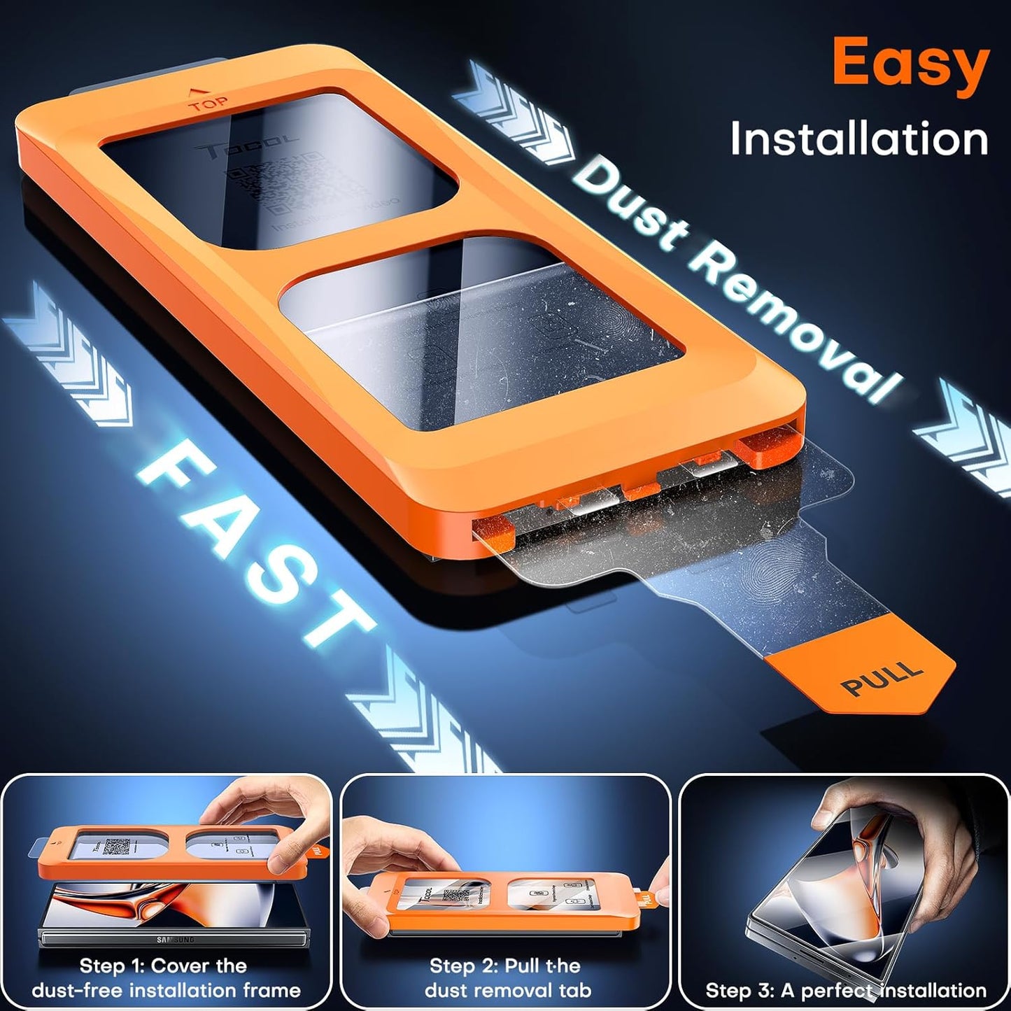 TOCOL for Samsung Galaxy Z Fold 7 Screen Protector 9H Hardness Military Grade Shatterproof HD Tempered Case Friendly Glass 2 Pack