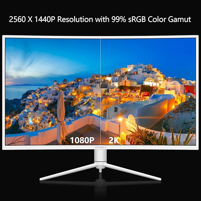 INNOCN 39G1R 39" Ultrawide Curved Gaming Monitor 165Hz 144Hz(Support) QHD 2K 2560 x 1440p HDMI 2.0 HDR10 FreeSync Computer Monitor, 99% sRGB, Tilt/Swivel/Height Adjustable, w/Speakers, White