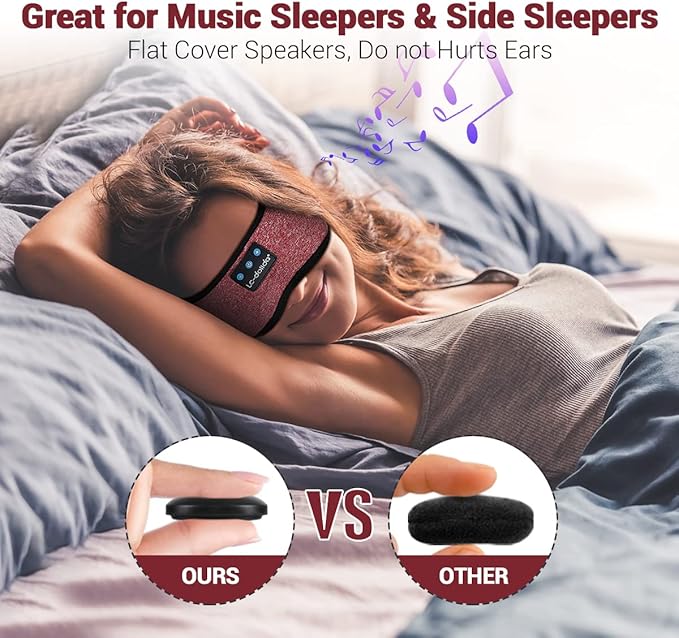 LC-dolida Sleep Headphones Bluetooth Headband Sleeping Wireless Headband Headphones with Thin HD Stereo Speakers Perfect for Side Sleepers, Sport, Yoga, Travel