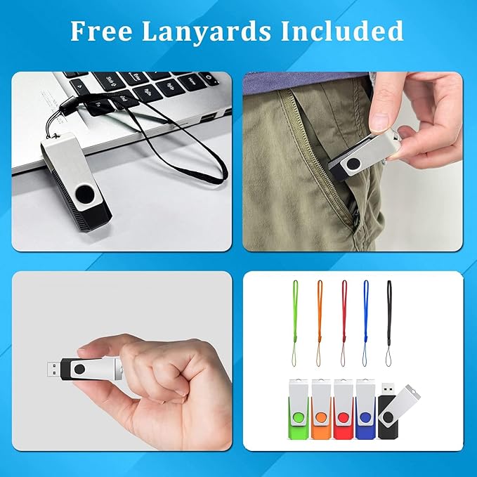 16GB Flash Drive 20 Pack, Wooolken USB 2.0 Memory Stick Thumb Drive Jump Drive USB Drive for Data Storage and Backup (Mixed Colors)