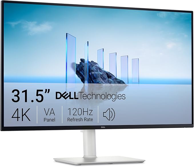 Dell 32 Plus 4K Monitor - S3225QS - 31.5-inch 4K (3840 x 2160) up to 120Hz 16:9 Display, VA Panel, AMD FreeSync Premium, 99% sRGB, 95% DCI-P3, 1500:1 Contrast Ratio, Comfortview Plus - Ash White