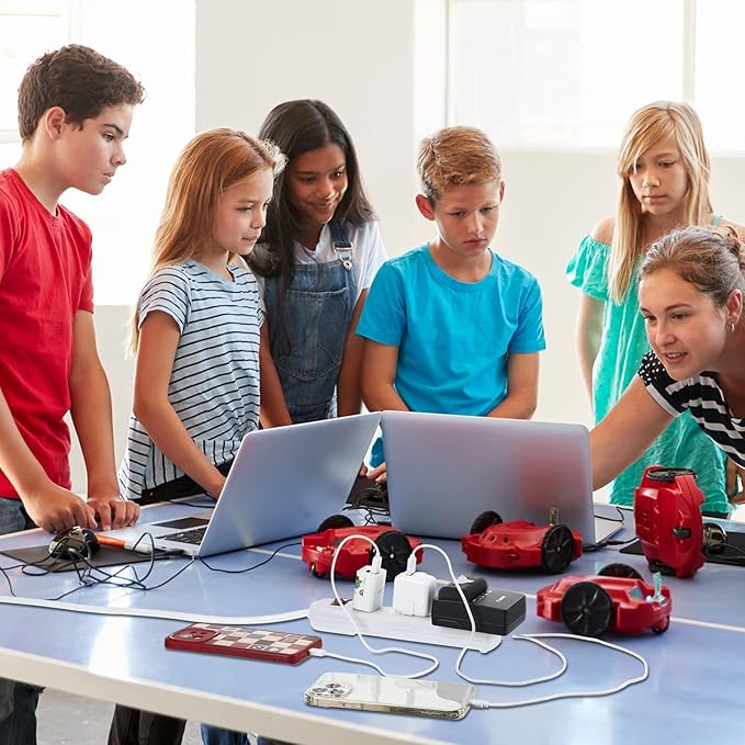 Hoteam 10 Pcs Power Strip Bulk 6 Outlet Surge Protector Power Cord Electrical Extension Cord with Switch Low Profile Plug Flat for Home Office(4 ft,White)