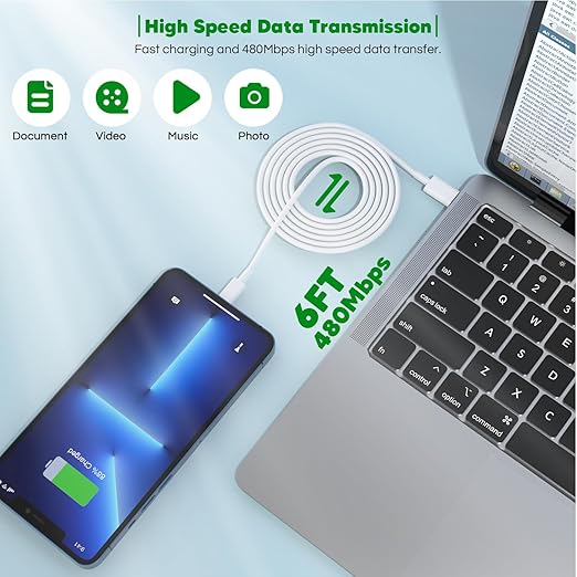 Fast Charger iPhone,【Apple MFi Certified】iPhone Charger Fast Charging Super Quick Type C Wall Charger Block Adapter 6FT USB C Lightning Cables Cord for iPhone 14/14 Plus/13 Pro Max/12/11/X/XR/SE,iPad