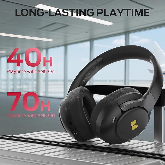 Monster Persona 5th Hybrid Active Noise Cancelling Headphones, Wireless Over-Ear Headphones with Deep Bass Sound, Bluetooth 6.0, 70H Playtime, Foldable Comfort Headphone for Travel/Work/Home