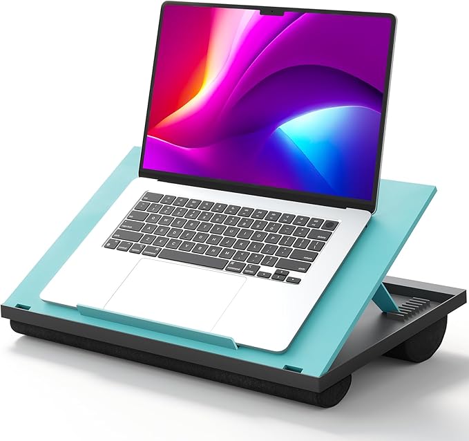 HUANUO Adjustable Lap Desk - with 8 Adjustable Angles & Dual Cushions Laptop Stand for Car Laptop Desk, Work Table, Lap Writing Board & Drawing Desk on Sofa or Bed, HNLD2TB