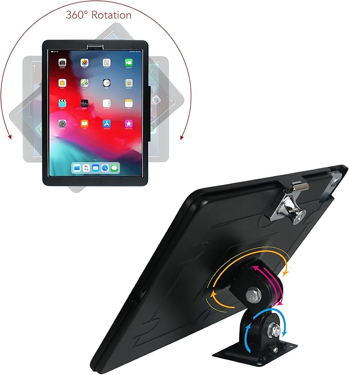 WeSTRUGGLEOn Wall Mount Bracket for 12.9" iPad Pro (6,5,4,3th,Gen.),Excluding 12.9" iPad Pro (1,2th,Gen.),with Anti Theft Security Lock &Key, Rotate Design Arbitrary Adjustment,Metal,(Black)