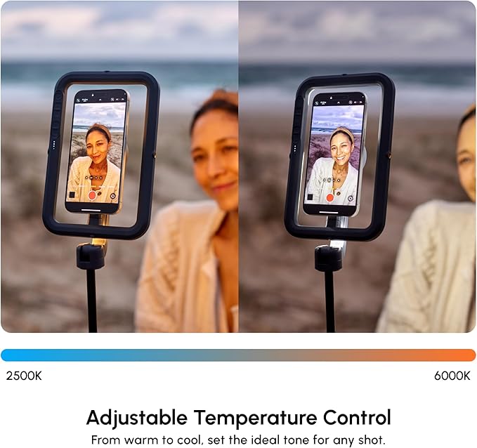 ShiftCam SnapStudio Light - Magnetic LED Ring Light with Adjustable Brightness, AdjustableTemperature, USB-C Charging, MagSafe Compatibility - Ideal for Vlogging and Mobile Photography (Stone)