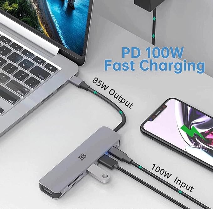 USB C Hub USB C to HDMI MultiPort Adapter for MacBook Pro, 7 in 1 Dongle with 4K HDMI/100W PD/USB3.0&2.0/SD/TF Card Reader Compatible for MacBook Air, iPad Pro, Surface, Chromebook, XPS,Acer,S23