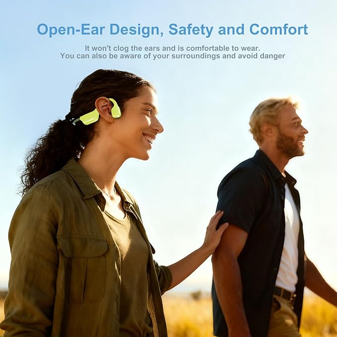 Swimming Headphones, IPX8 Waterproof Bone Conduction Headphones with Built-in MP3, Open Earphones Underwater Swim Earbuds with Bluetooth Sport Headsets for Swimming Pool Running Cycling-Green