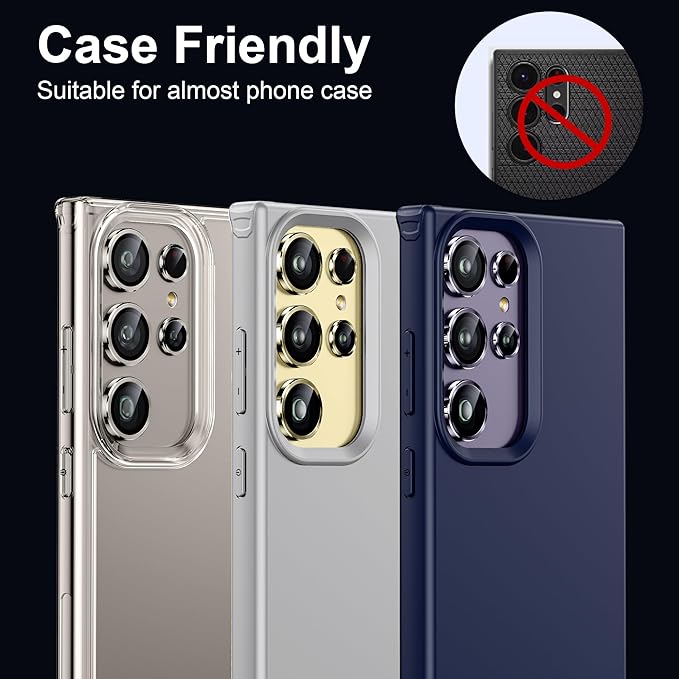 WSKEN for Samsung Galaxy S24 Ultra Camera Lens Protector, Ultra Thin Scratch Resistant 9H Tempered Glass with Aluminum Metal Circle Camera Screen Protector Cover Accessories, Violet