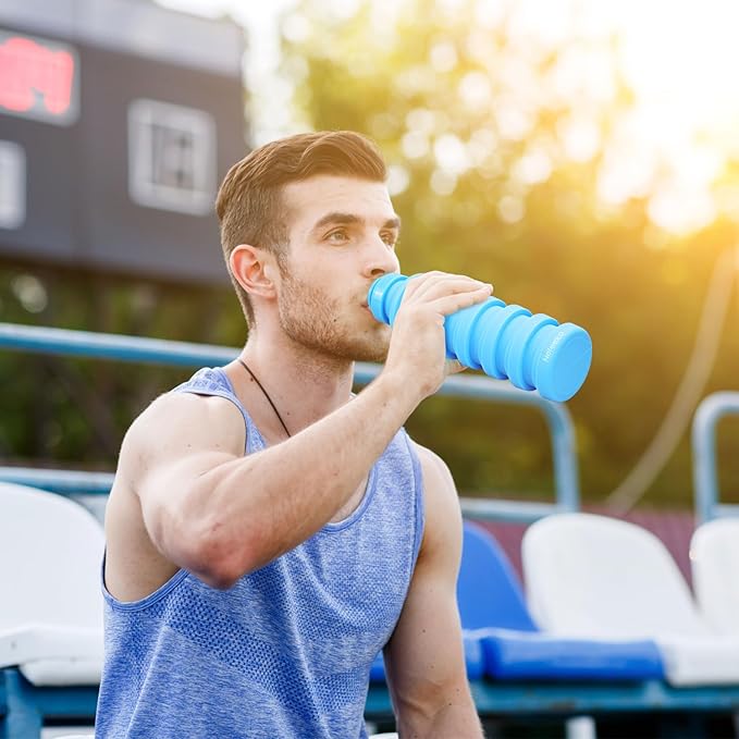 Nefeeko Collapsible Water Bottle, Reuseable BPA Free Silicone Foldable Water Bottles for Travel Gym Camping Hiking, Portable Leak Proof Sports Water Bottle with Carabiner