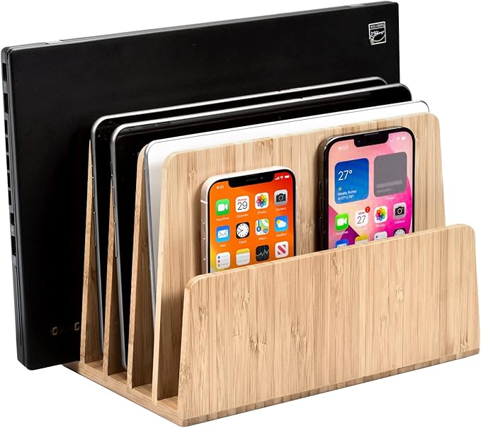 MobileVision Bamboo Multi Device Organizer for Smartphones, Tablets and Laptops, 5 Slots