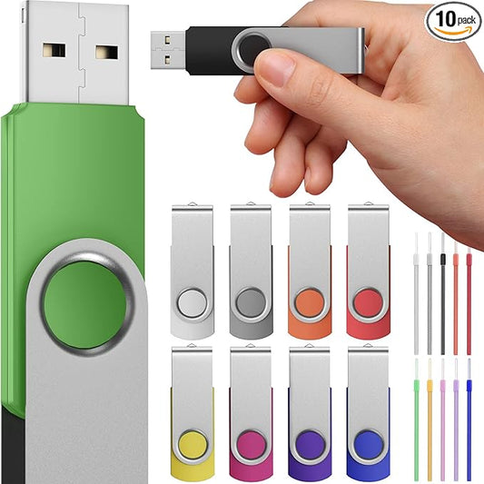 FEBNISCTE 64GB USB 3.0 Flash Drive - Pack of 10 Thumb Drives High Speed 64 GB Memory Stick for File Backup and Transfer