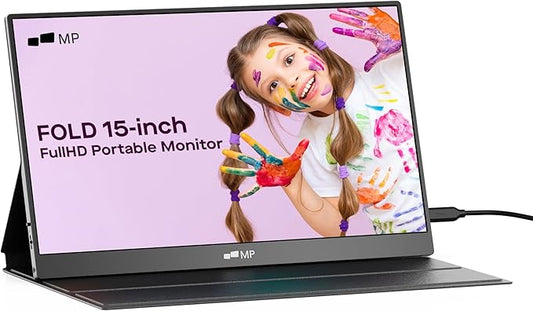 Mobile Pixels New Fold Portable Monitor 15.6'' FHD 1080p Travel Monitors for Laptop,Plug and Play,Laptop Screen Extender Monitor Compatible with macOS/Windows/Android/Switch(Protective Cover Included)