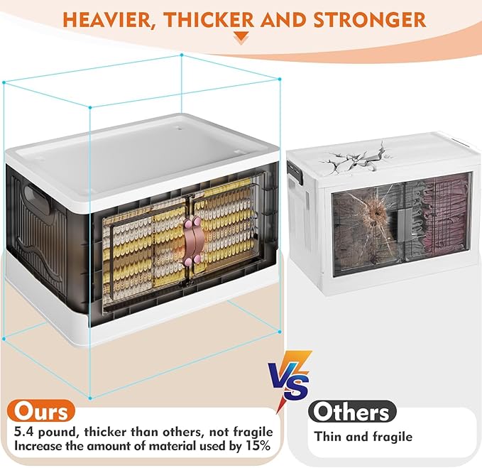 4 Tier Plastic Storage Bins with Lid 23QT, Stackable Storage Containers with Wheels, Folding Boxes, Collapsible Bins, Closet Organizers and for Living Room,Office,Dorm