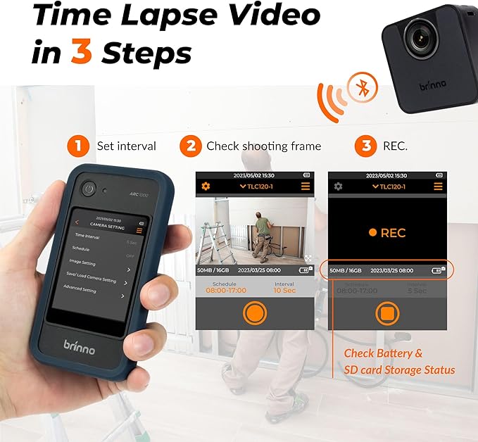 Brinno BCC200-BLE Time Lapse Camera Bundle : 1 X ARC100 + 2 X TLC200PRO-BLE