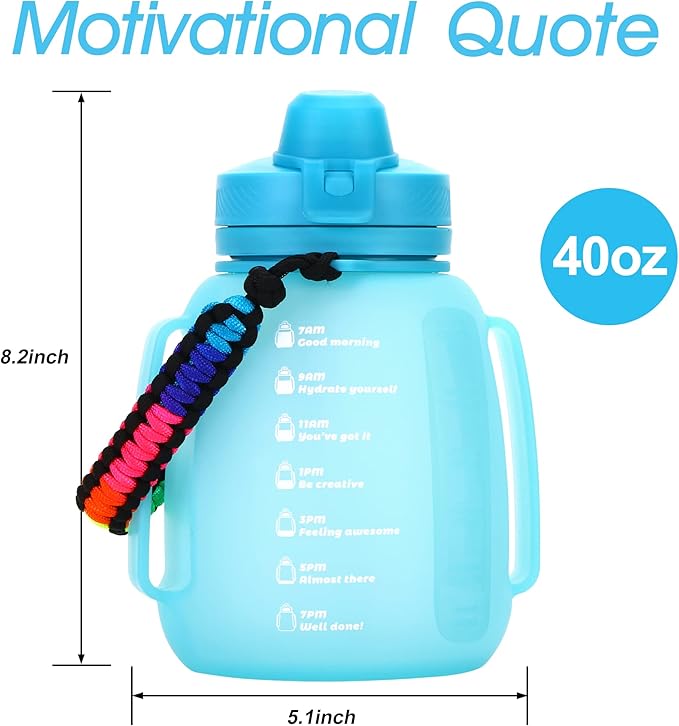 TakeToday Collapsible Water Bottles 40 OZ Gallon Motivational Water Jug with Straw 1.2L Silicone Sports Water Bottle with Time Marker, Leakproof Large Water Bottle for Yoga Camping Outdoors