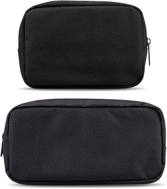 Universal Electronics/Accessories Soft Carrying Case Bag, Durable & Light-weight,Suitable for Out-going, Business, Travel and Cosmetics Kit (Small+Big-Black)