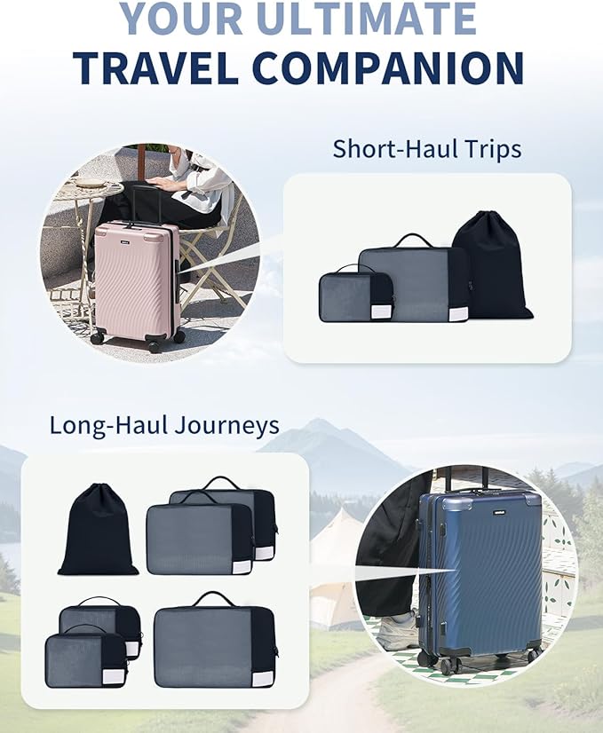 ECOHUB 4 Set /6 Set Packing Cubes for Travel Durable Suitcase Organizer Bags Set with Personalized Tag Various Sizes Travel Essentials Traveling Accessories for Luggage Machine Washable