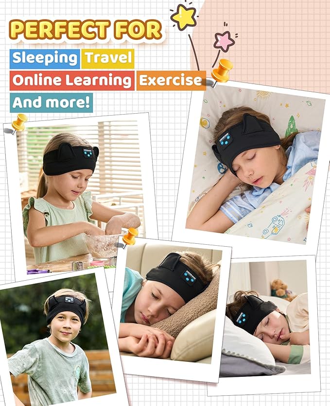 Kids Headphones Headband - Foldable with Adjustable Headband, 3.5 MM Jack for Online Learning, Plane, Travel, Tablet, iPad, Computer