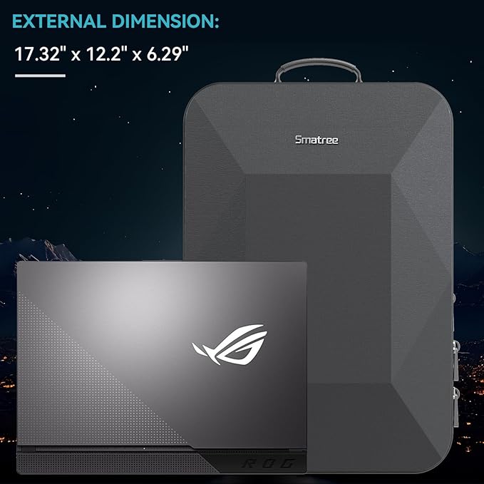 Smatree Hard Double Laptop Backpack for 16 inch ASUS ROG Strix SCAR 16 2025/2024/2023, ROG Strix G16 2025/2024/2023, ROG Zephyrus G16 2025/2024, Razer Blade 16, Alienware M16, DELL G16,HP Victus/OMEN