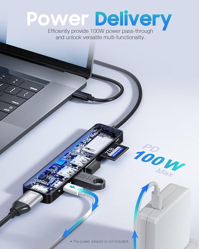 Hiearcool USB C Hub, USBC Hub Multi-Port Adapter for MacBook Pro/Air M1 M2, 4K HDMI USB-C Dock Dongle for iPad and Other Type C Devices