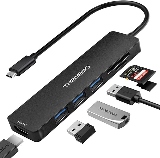 USB C Hub Multiport Adapter USB C Dongle for MacBook Pro, 7 in 1 Dongle USB-C to HDMI, 3 USB 3.0 Ports, SD/TF Card Reader Compatible for MacBook Pro, XPS More Type C Devices
