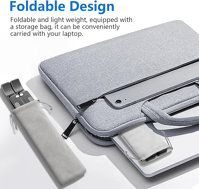 Laptop Stand for Desk, Aluminum Metal MacBook Stand, Computer Riser for Desk, Portable Foldable Adjustable Notebook Holder, Compatible with 10-15.6 Inch Laptops, iPad, Black.