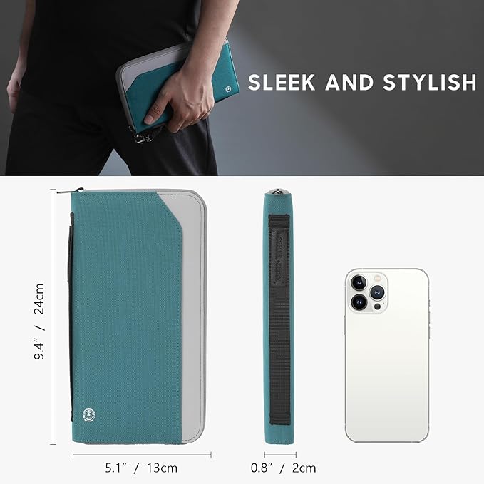 Travel Passport Holder for Family - RFID Large Travel Passport Wallet with Airtag & Card Holder Women Men, Lightweight Passport Cover Case Book Travel Document Organizer with Zipper Pocket,Coral Blue