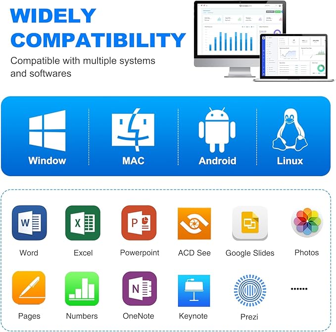 2 in 1 USB Type C Wireless Presenter Remote with Air Mouse, Rechargeable Presentation Clicker PPT Pointer RF 2.4GZ PowerPoint Clicker Slide Advancer for Computer Mac