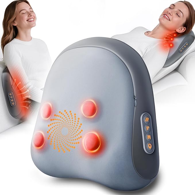 Shiatsu Back and Neck Massager with Heat – Deep Kneading Massage Pillow for Relaxation – Corded Design for Full Body Use – Gift for Loved Ones