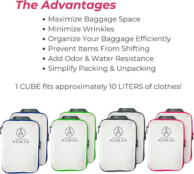 Generation Nomad Compression Packing Cubes for Travel | Best Compression Packing Cubes | Set of 2 GREEN