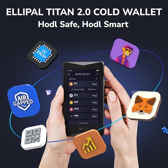 ELLIPAL Titan 2.0 Crypto Cold Wallet, 100% Offline, Air-gapped - Secure Wallet for 10000+ Coins & Tokens & NFTs