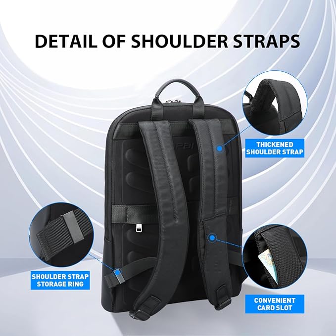 BOPai Slim Laptop Thin Business Backpack with Bottle Holder USB Charging Professional for Men Notebook Work Office Anti Theft Smart Computer 15-15.6 inch Back pack Light Black