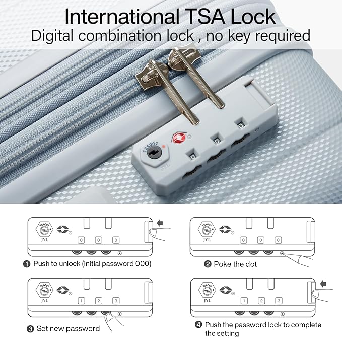 Hanke 24 Inch Expandable Checked Luggage Lightweight PC Hard Shell Luggage Suitcases with Wheels Travel Luggage Rolling Large Suitcase Travel Luggage Bag for Go to University.(Gray)