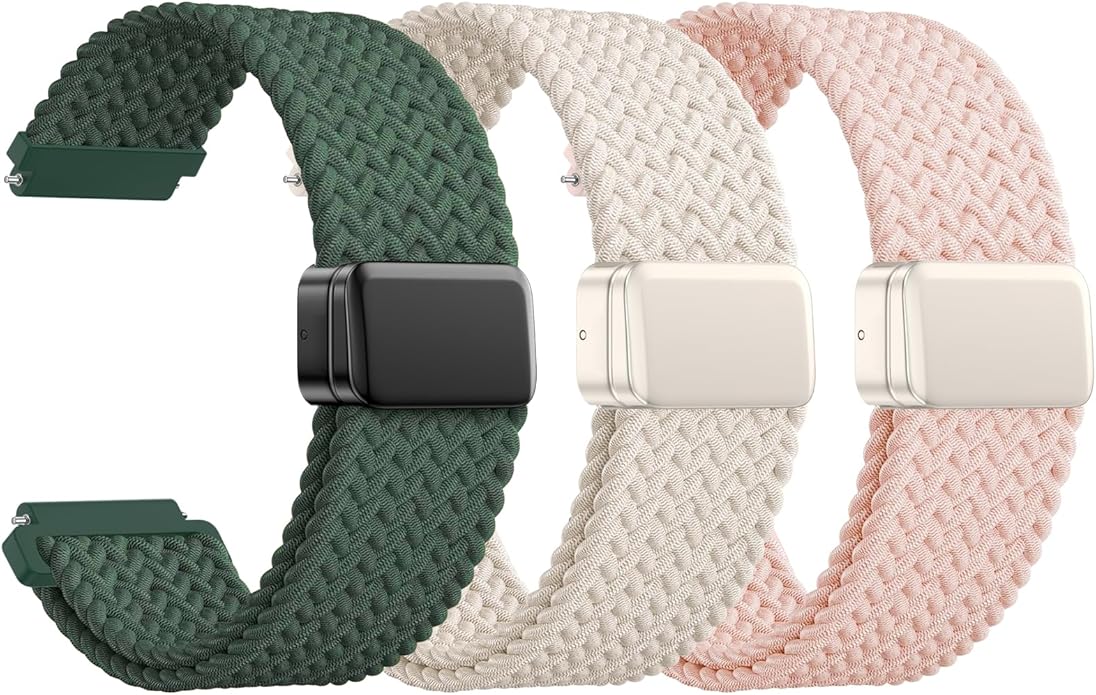JNN Quick Release Watch Band - Magnetic 18mm 20mm 22mm Braided Nylon Watch Bands, Adjustable Elastic Nylon Watch Straps Replacement Wristband for Men Women