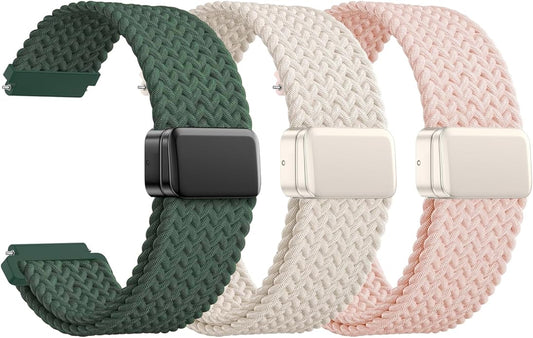 JNN Quick Release Watch Band - Magnetic 18mm 20mm 22mm Braided Nylon Watch Bands, Adjustable Elastic Nylon Watch Straps Replacement Wristband for Men Women