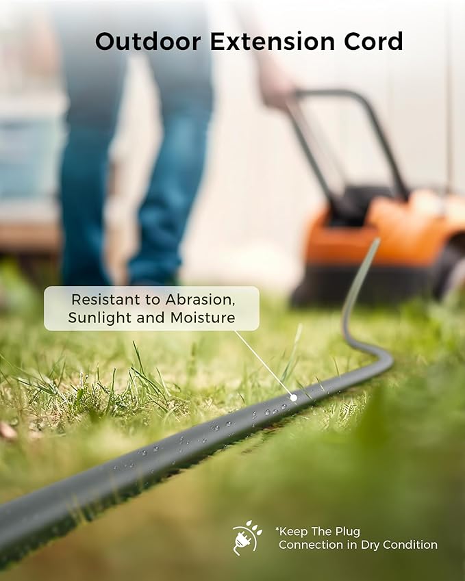 [UL Listed] Cable Matters 2-Pack 16 AWG Heavy Duty 13A Power Extension Cord - 10ft, 3 Prong Power Cord Extension, NEMA 5-15P to NEMA 5-15R, Green