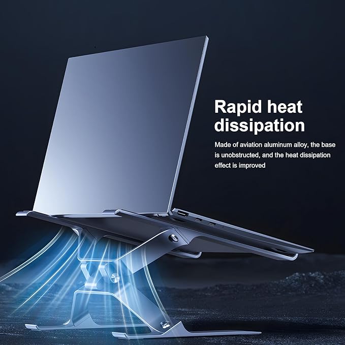 Adjustable Laptop Stand for Desk, Portable Laptop Riser, Ergonomic Computer Notebook Holder for MacBook Pro Air, Dell XPS, HP, Lenovo (13.3-17.3'') (Gray)