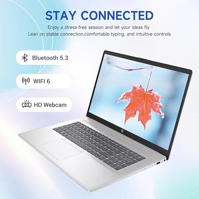 HP 17.3" Touchscreen Laptop, 8-Cores Intel Core i3-N305, 16GB RAM, 128GB eMMC + 512GB SSD, Numeric Keypad, Webcam, HDMI, Wi-Fi 6, Windows 11 Home, Silver