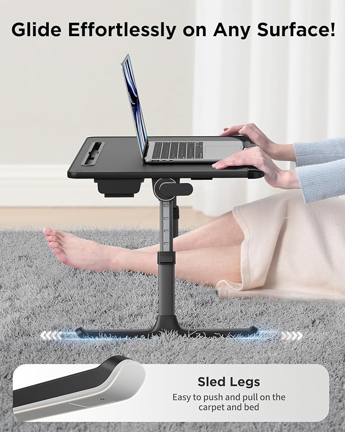SAIJI Laptop Desk for Bed [Premium XXL Extra Large] with Upgraded Height Angle Adjustable Book Stand,Multi-Purpose Lapdesk Bed Tray Desk for Working Writing Reading Drawing (Black)