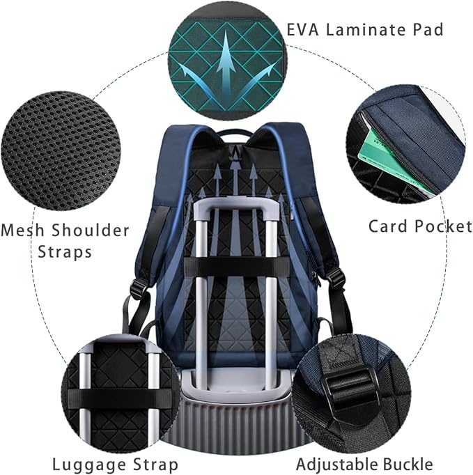 hk Backpack for Men Business Slim Backpack with USB Charger Computer Lightweight Anti-theft Travel Backpacks 15.6 inch Water Resistant Laptop Bag for Work Office College-Dark Blue